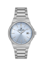 Daniel Klein Blue IP Silver Date Wrist Watch for Men DK.1.14194-6