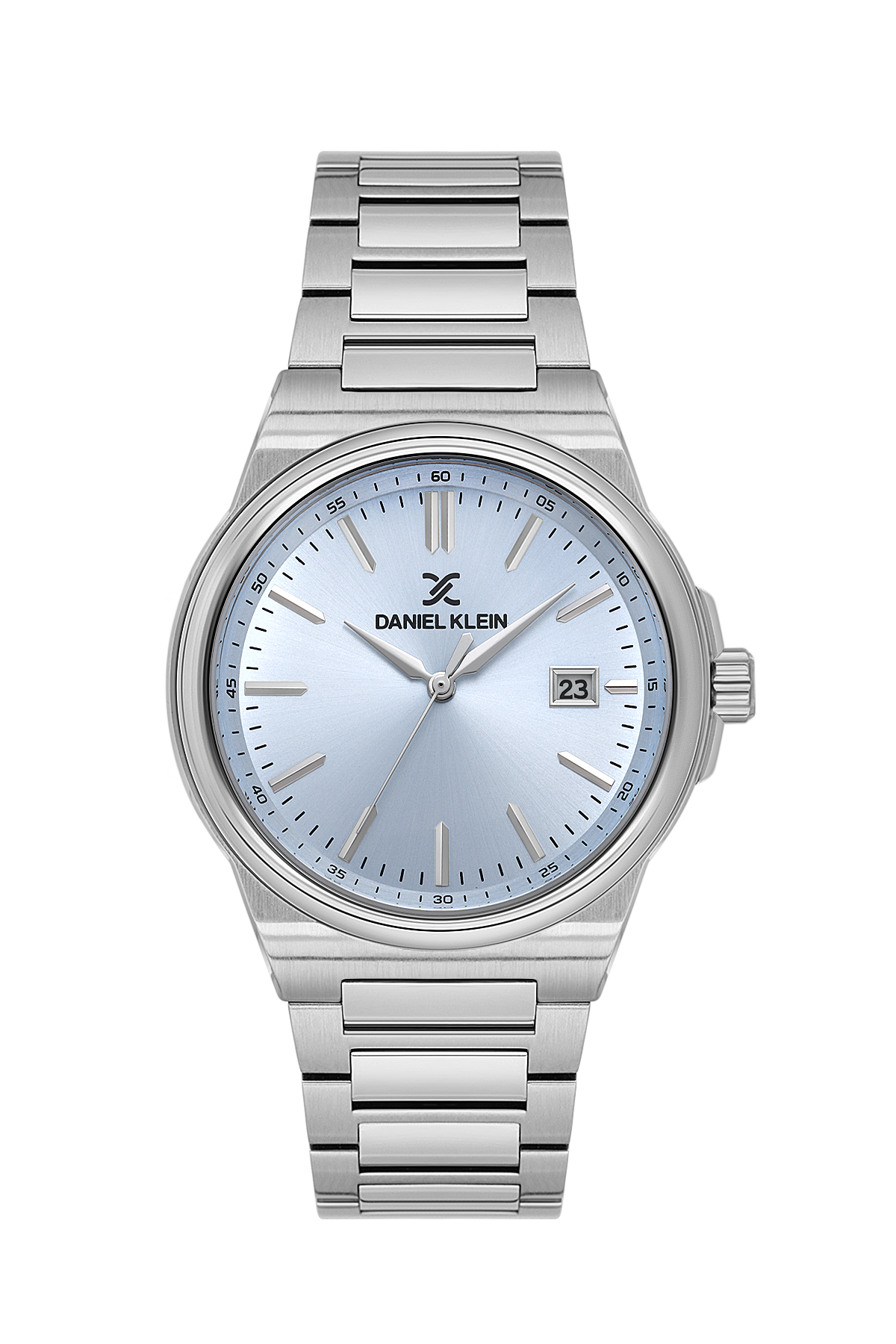 Daniel Klein Blue IP Silver Date Wrist Watch for Men DK.1.14194-6