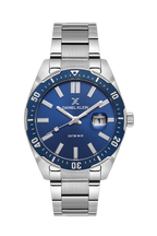 Daniel Klein Blue IP Silver Date Wrist Watch for Men DK.1.14195-2