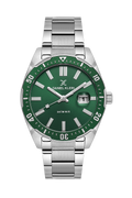 Daniel Klein Dark Green IP Silver Date Wrist Watch for Men DK.1.14195-3