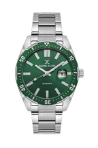 Daniel Klein Dark Green IP Silver Date Wrist Watch for Men DK.1.14195-3
