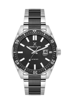 Daniel Klein Gun Black IP Black/Silver Date Wrist Watch for Men DK.1.14195-4