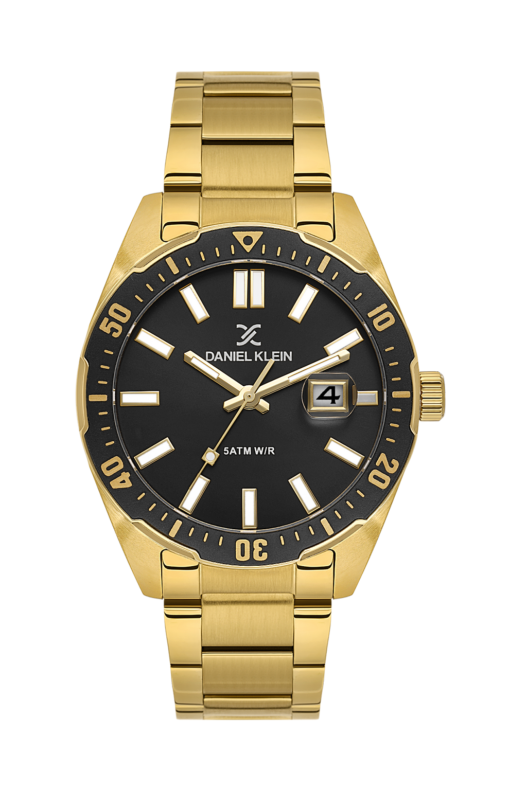 Daniel Klein Gun Black IP Gold Date Wrist Watch for Men DK.1.14195-5