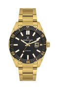 Daniel Klein Gun Black IP Gold Date Wrist Watch for Men DK.1.14195-5