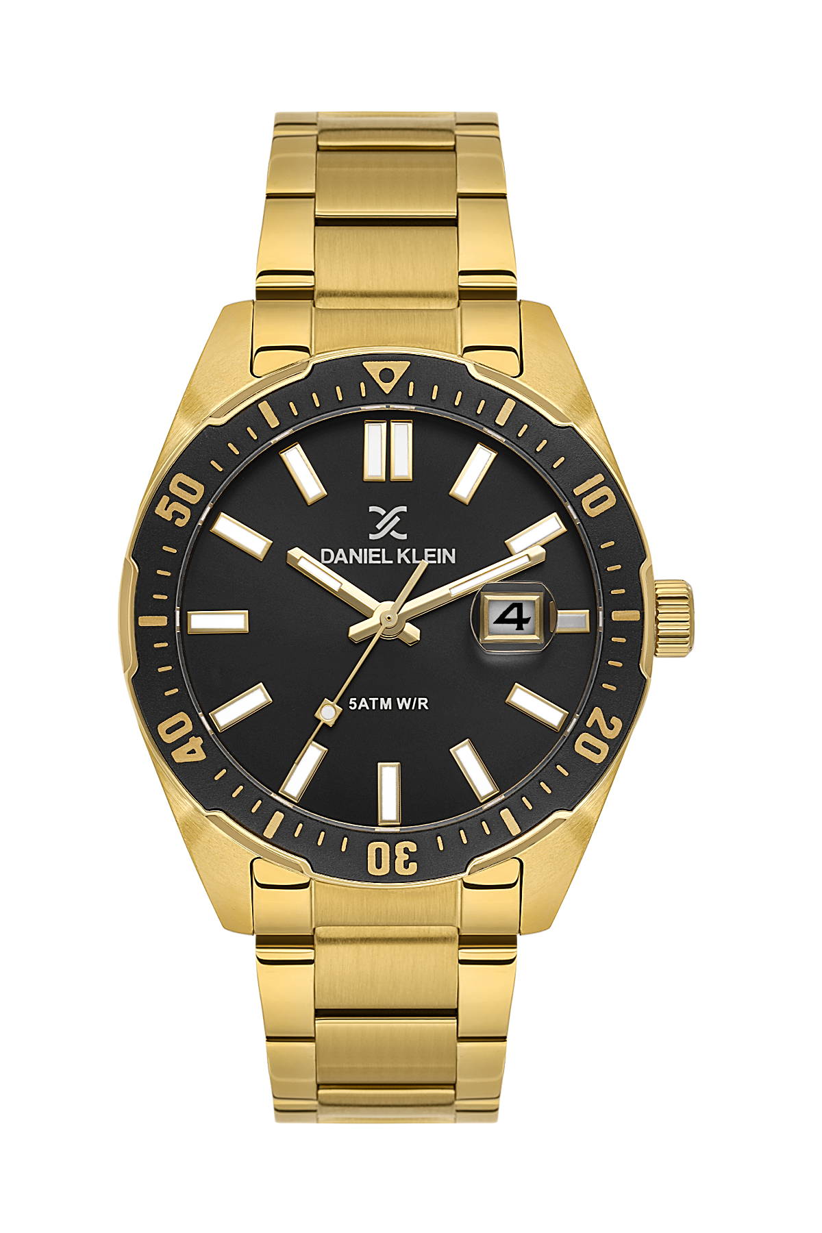Daniel Klein Gun Black IP Gold Date Wrist Watch for Men DK.1.14195-5