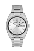 Daniel Klein Silver IP Silver Day Date Wrist Watch for Men DK.1.14197-1