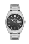 Daniel Klein Gun IP Silver Day Date Wrist Watch for Men DK.1.14197-2
