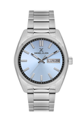 Daniel Klein Blue IP Silver Day Date Wrist Watch for Men DK.1.14197-5