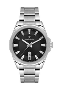 Daniel Klein Black IP Silver Date Wrist Watch for Men DK.1.14199-2