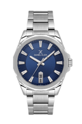 Daniel Klein Dark Blue IP Silver Date Wrist Watch for Men DK.1.14199-3