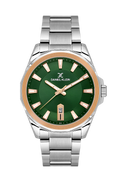 Daniel Klein Dark Green Pink Rosegold Date Wrist Watch for Men DK.1.14199-4