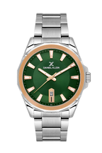 Daniel Klein Dark Green Pink Rosegold Date Wrist Watch for Men DK.1.14199-4