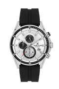 Daniel Klein Silver IP Silver Dual Time Silicone Watch for Men DK.1.14246-1