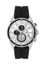 Daniel Klein Silver IP Silver Dual Time Silicone Watch for Men DK.1.14246-1