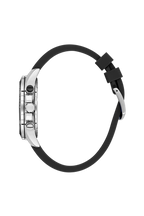 Daniel Klein Silver IP Silver Dual Time Silicone Watch for Men DK.1.14246-1