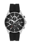 Daniel Klein Gun Black IP Silver Dual Time Silicone Watch for Men DK.1.14246-2