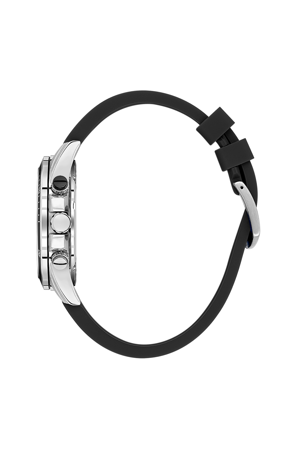 Daniel Klein Gun Black IP Silver Dual Time Silicone Watch for Men DK.1.14246-2
