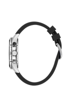 Daniel Klein Gun Black IP Silver Dual Time Silicone Watch for Men DK.1.14246-2