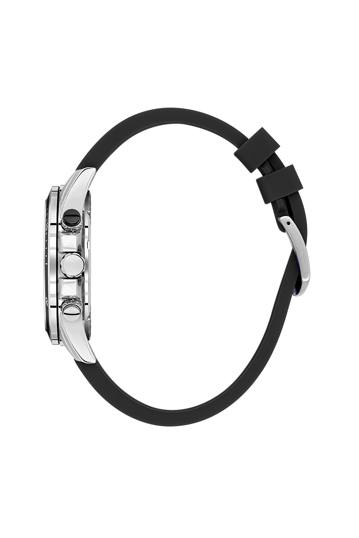 Daniel Klein Gun Black IP Silver Dual Time Silicone Watch for Men DK.1.14246-2