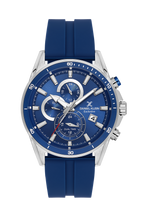Daniel Klein Dark Blue IP Silver Dual Time Silicone Watch for Men DK.1.14246-3