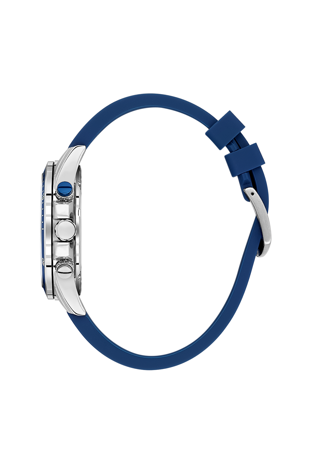 Daniel Klein Dark Blue IP Silver Dual Time Silicone Watch for Men DK.1.14246-3