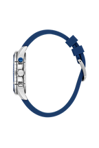 Daniel Klein Dark Blue IP Silver Dual Time Silicone Watch for Men DK.1.14246-3