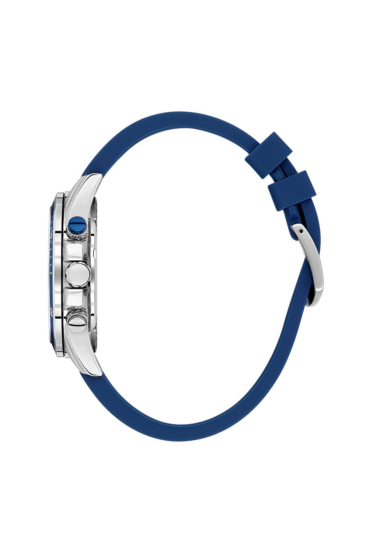 Daniel Klein Dark Blue IP Silver Dual Time Silicone Watch for Men DK.1.14246-3