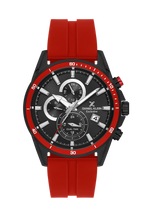 Daniel Klein Black IP Black Red Dual Time Silicone Watch for Men DK.1.14246-5