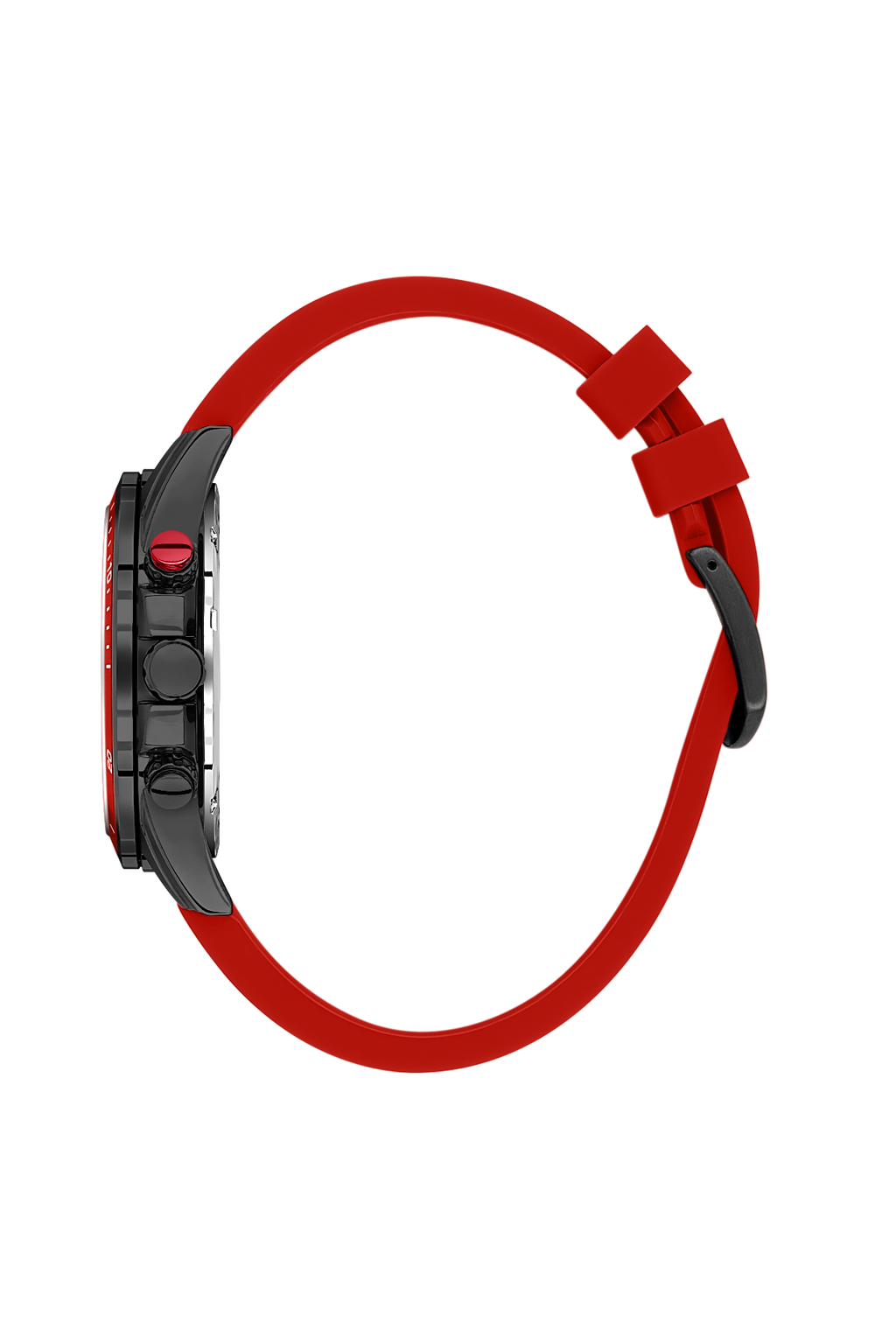 Daniel Klein Black IP Black Red Dual Time Silicone Watch for Men DK.1.14246-5