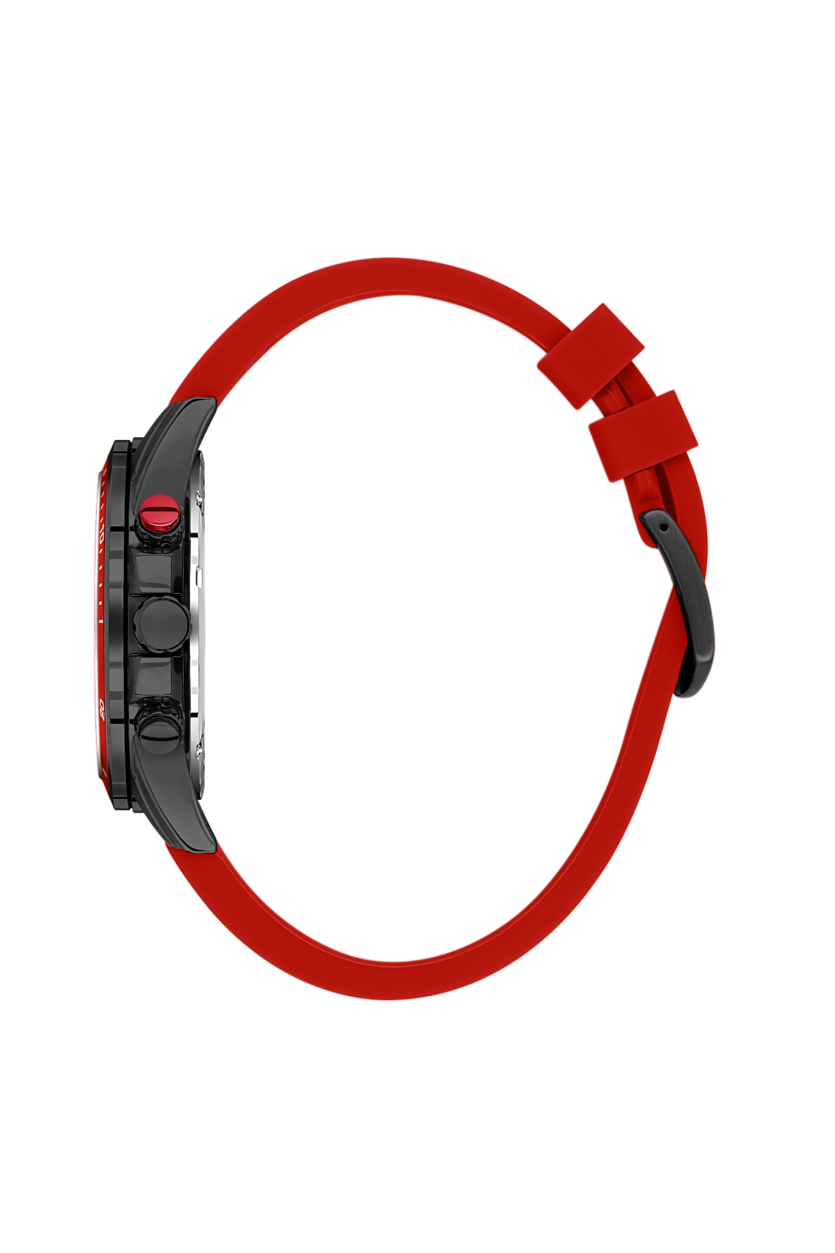Daniel Klein Black IP Black Red Dual Time Silicone Watch for Men DK.1.14246-5