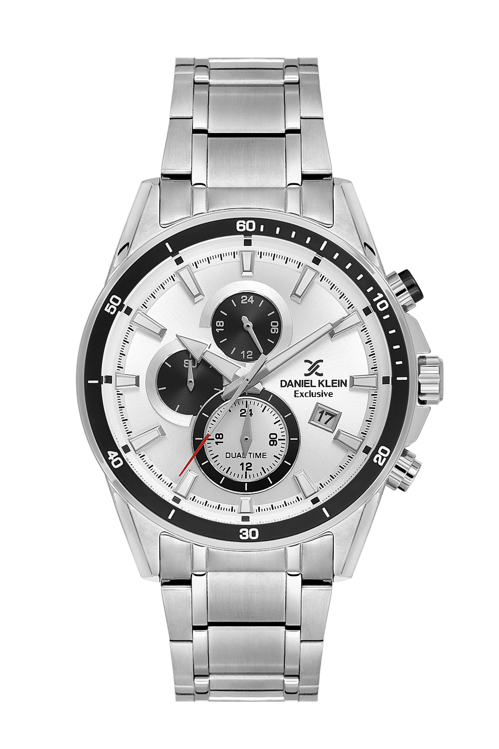 Daniel Klein Silver IP Silver Dual Time Wrist Watch for Men DK.1.14247-1