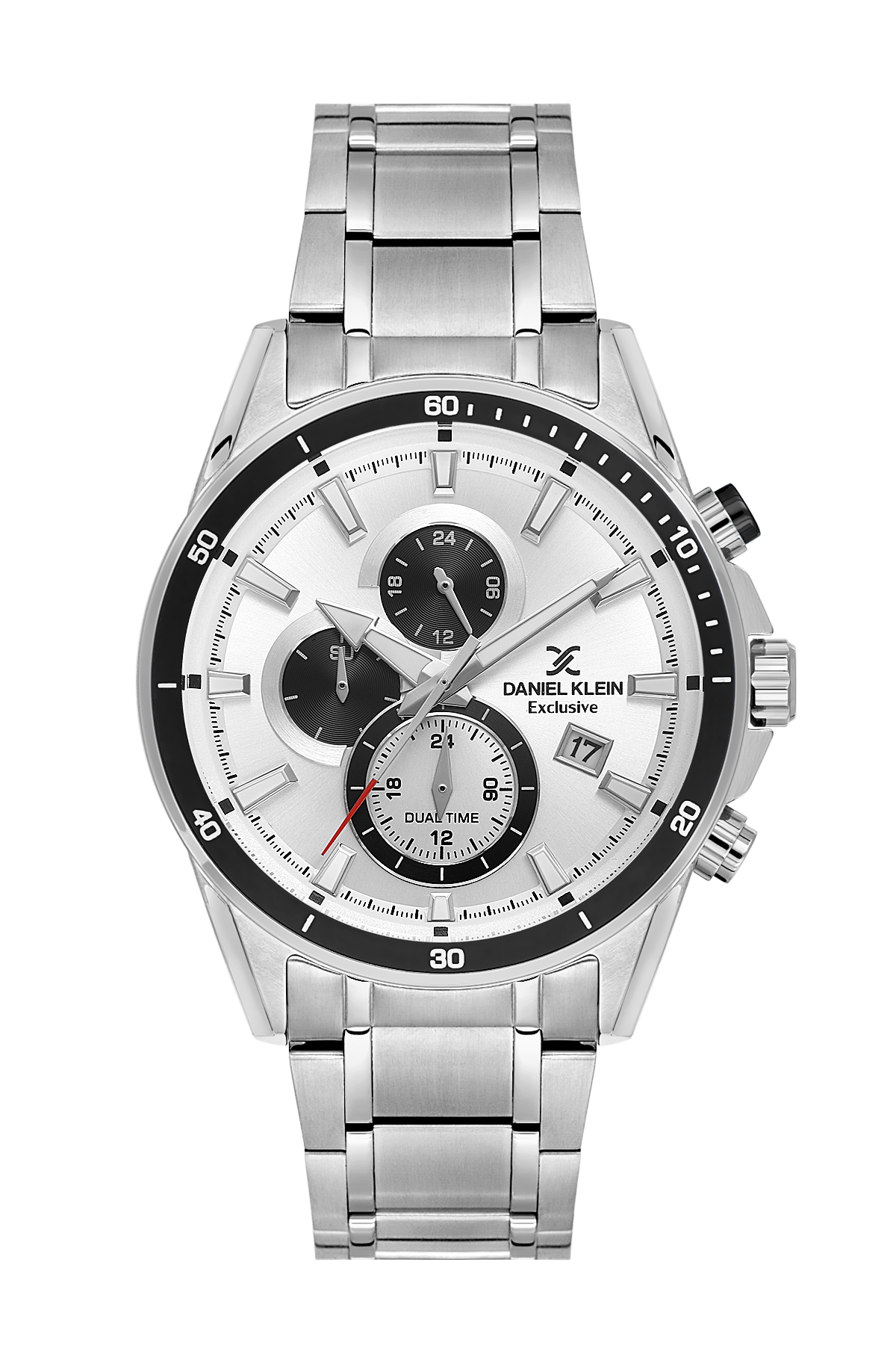 Daniel Klein Silver IP Silver Dual Time Wrist Watch for Men DK.1.14247-1