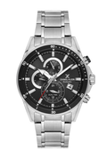 Daniel Klein Gun Black IP Silver Dual Time Wrist Watch for Men DK.1.14247-2