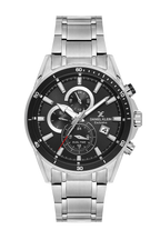 Daniel Klein Gun Black IP Silver Dual Time Wrist Watch for Men DK.1.14247-2