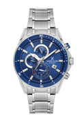 Daniel Klein Blue IP Silver Dual Time Wrist Watch for Men DK.1.14247-3
