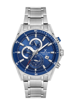 Daniel Klein Blue IP Silver Dual Time Wrist Watch for Men DK.1.14247-3