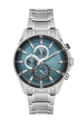 Daniel Klein Green IP Silver Dual Time Wrist Watch for Men DK.1.14247-4
