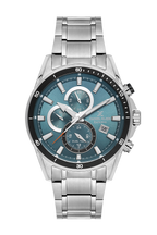 Daniel Klein Green IP Silver Dual Time Wrist Watch for Men DK.1.14247-4