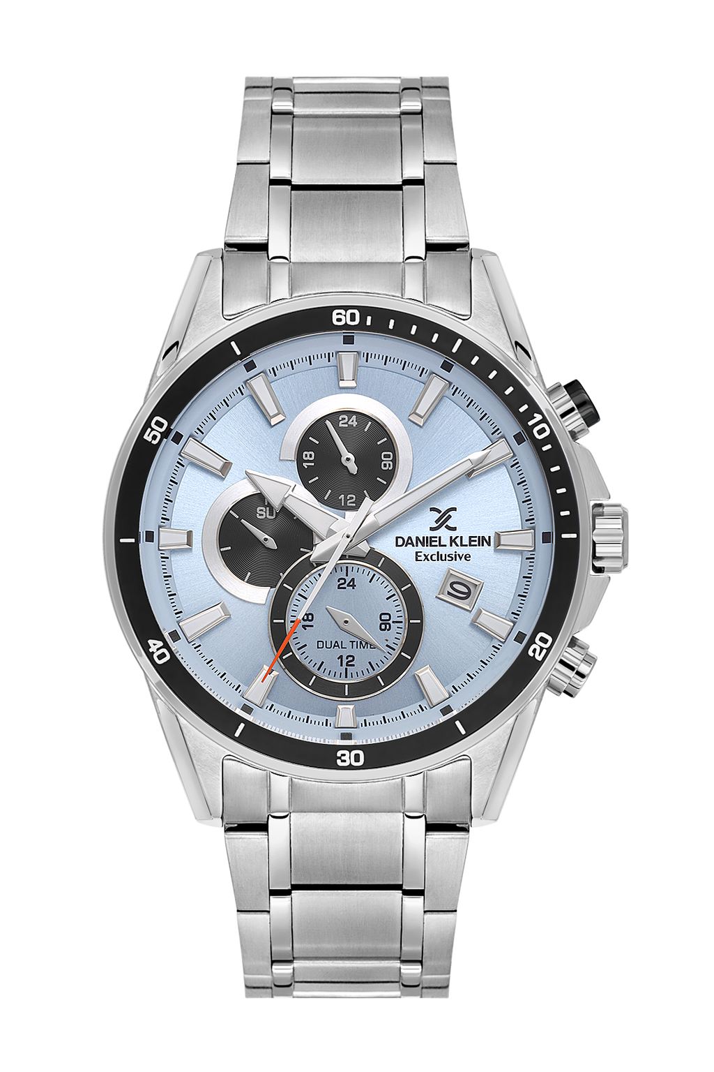 Daniel Klein Blue IP Silver Dual Time Wrist Watch for Men DK.1.14247-5