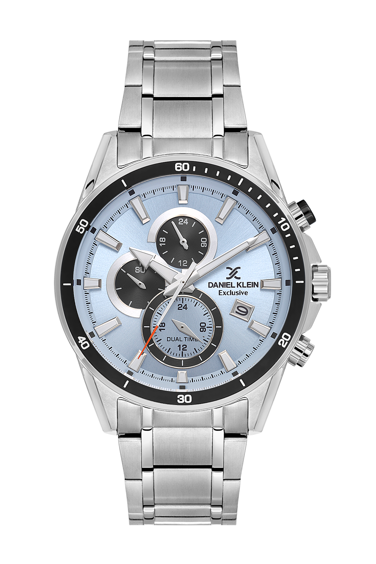 Daniel Klein Blue IP Silver Dual Time Wrist Watch for Men DK.1.14247-5