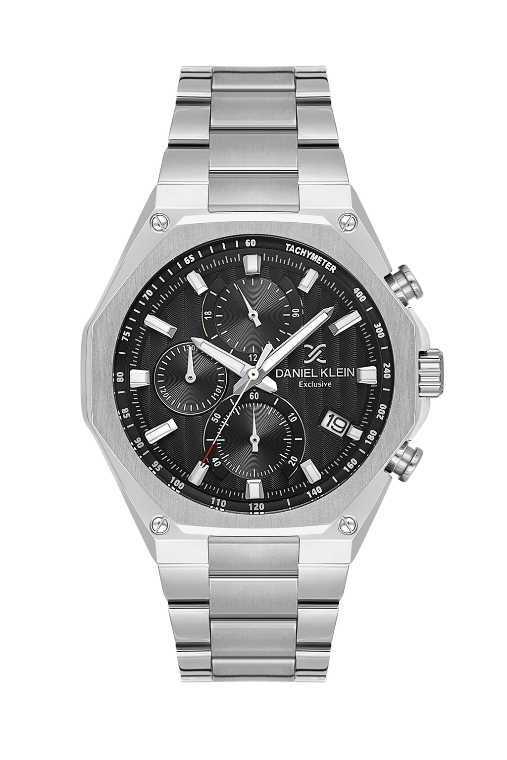 Daniel Klein Black IP Silver Multifunction Wrist Watch for Men DK.1.14257-1