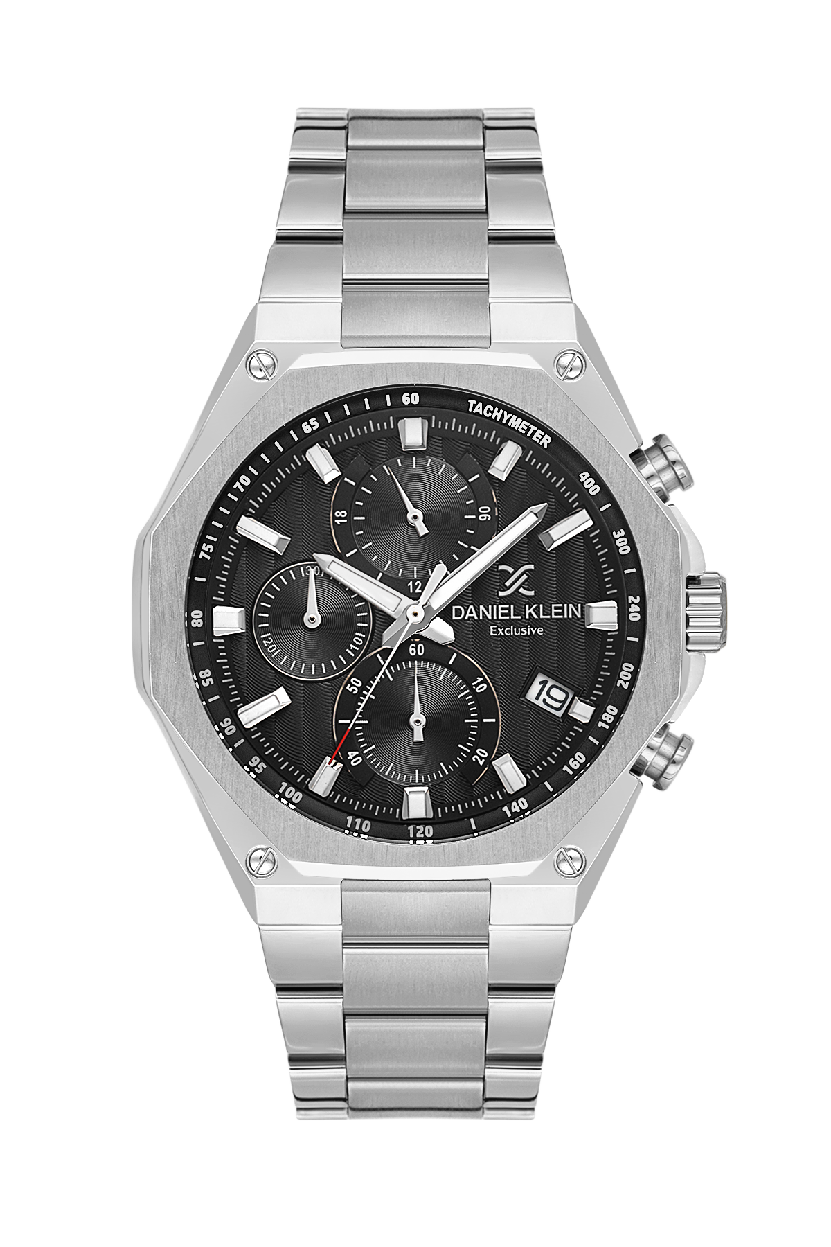 Daniel Klein Black IP Silver Multifunction Wrist Watch for Men DK.1.14257-1