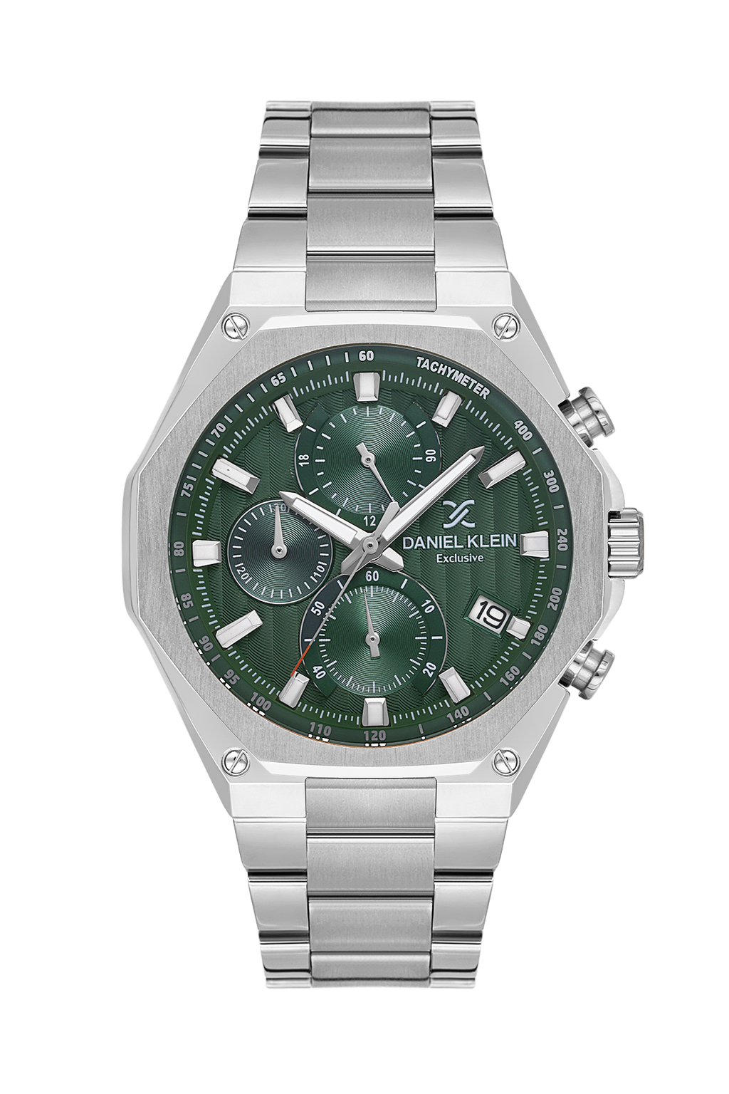 Daniel Klein Dark Green IP Silver Multifunction Wrist Watch for Men DK.1.14257-3