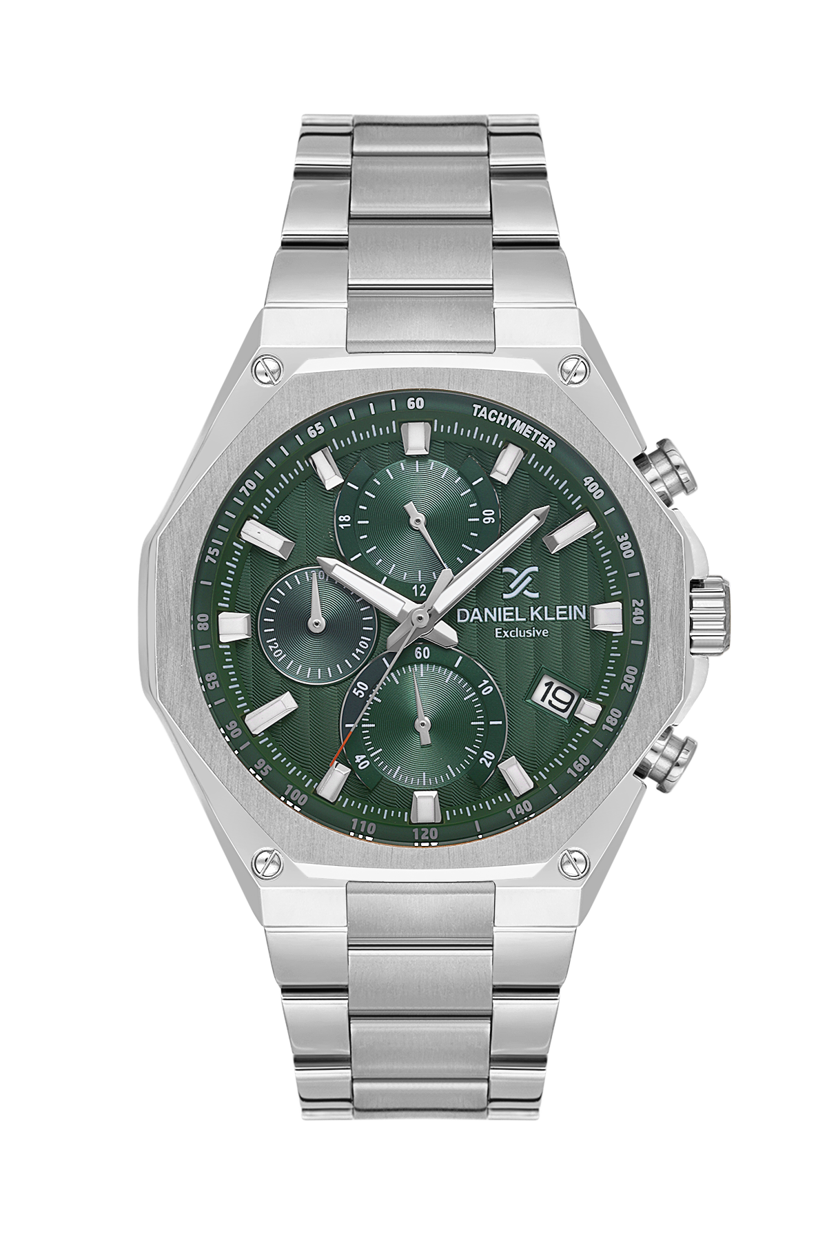 Daniel Klein Dark Green IP Silver Multifunction Wrist Watch for Men DK.1.14257-3