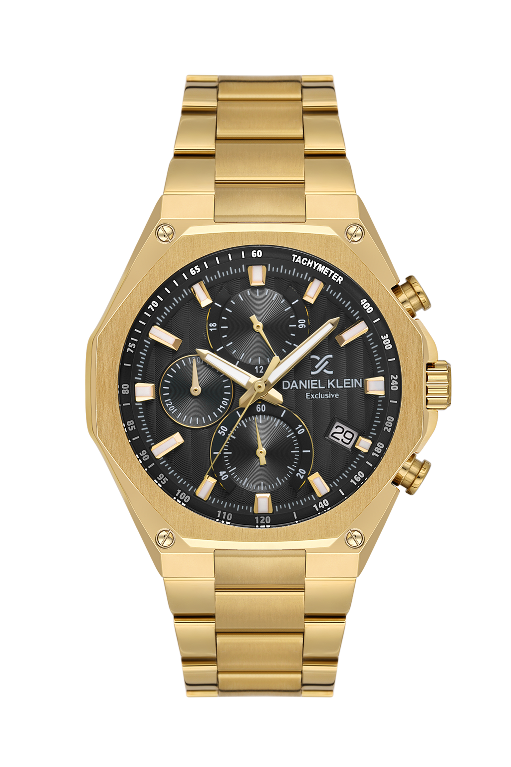 Daniel Klein Black IP Gold Multifunction Wrist Watch for Men DK.1.14257-5