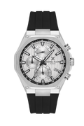 Daniel Klein Silver IP Silver Silicone Multifunction Watch for Men DK.1.14258-1
