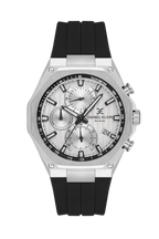 Daniel Klein Silver IP Silver Silicone Multifunction Watch for Men DK.1.14258-1