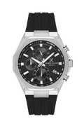 Daniel Klein Black IP Silver Silicone Multifunction Watch for Men DK.1.14258-2