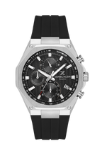 Daniel Klein Black IP Silver Silicone Multifunction Watch for Men DK.1.14258-2
