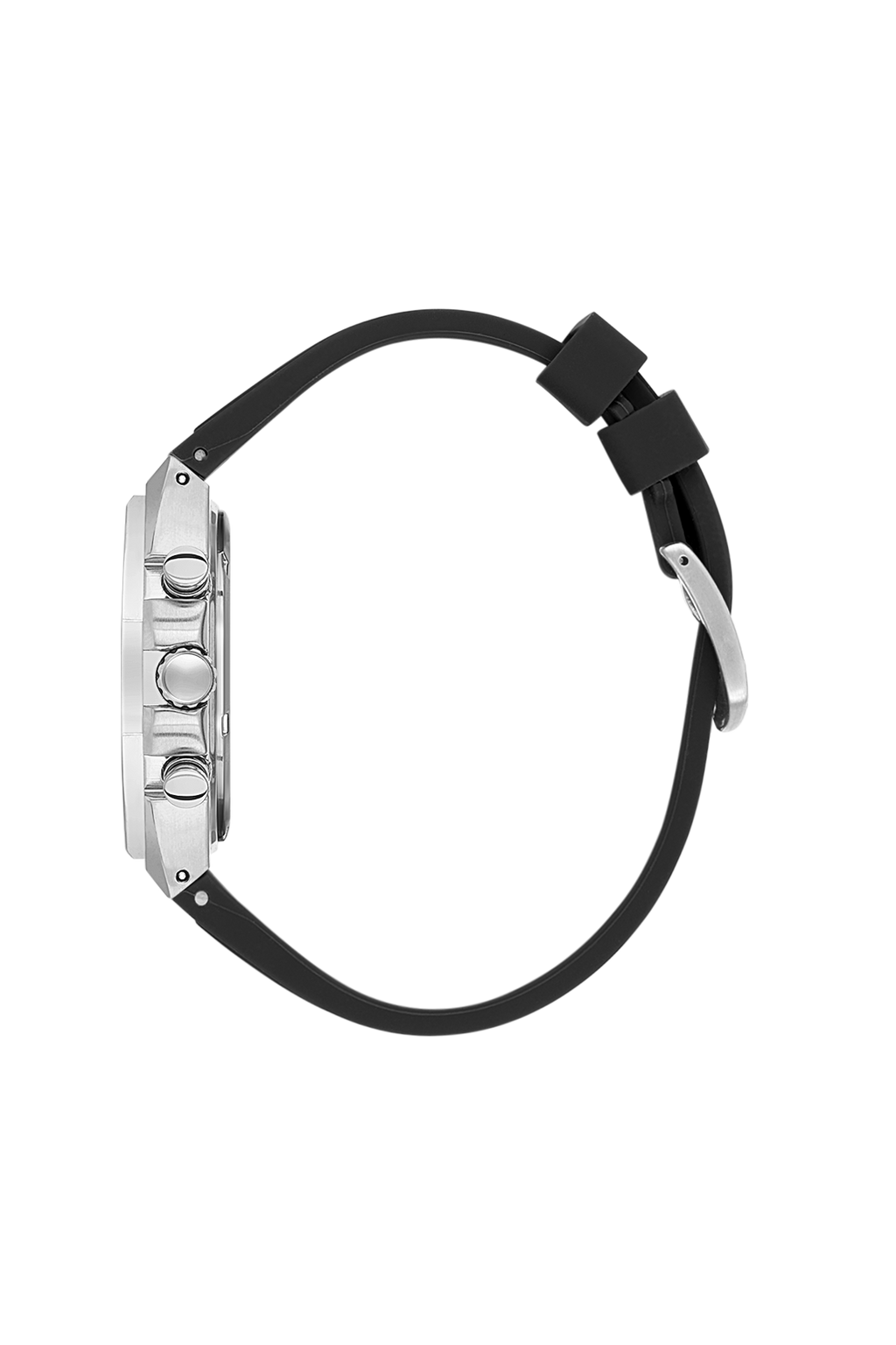 Daniel Klein Black IP Silver Silicone Multifunction Watch for Men DK.1.14258-2